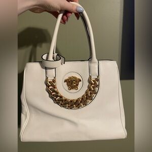 Versace Medusa small white leather handbag
